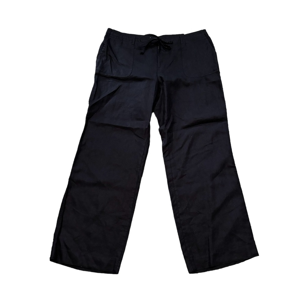 NWT Liz Claiborne Audra Wide Leg Black Linen Pants Size 16 R
